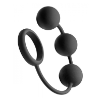 Анальные шарики Tom of Finland Silicone Cock Ring with 3 Weighted Balls