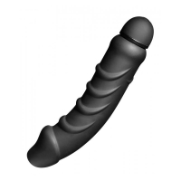 Вибромассажер черный реалистик без мошонки с ребрышками Tom of Finland 5 Speed Silicone Vibе