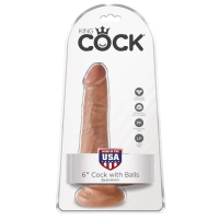 Фаллоимитатор на присоске King Cock 6 Cock with Balls загорелый телесный